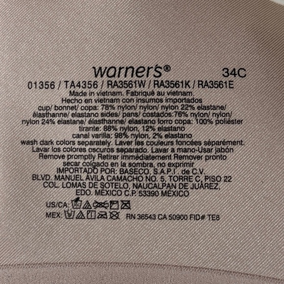 Warner’s No Side Effects Underarm Smoothing Bra Size 34C - Picture 9 of 11